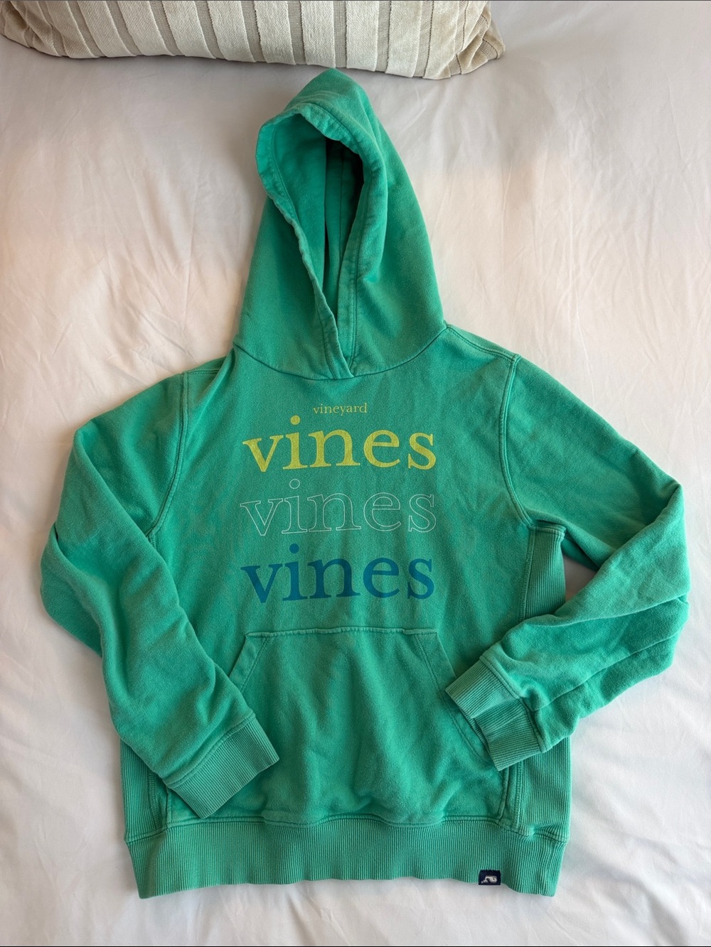 Vineyard Vines Teal Pullover Hoodie with Stacked Logo